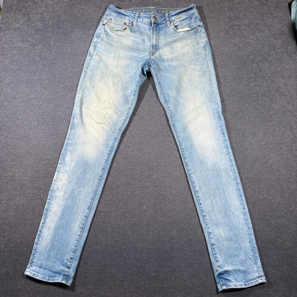 American Eagle Slim Jeans Mens 30x34 Light Acid Wash Denim Pants Western Work